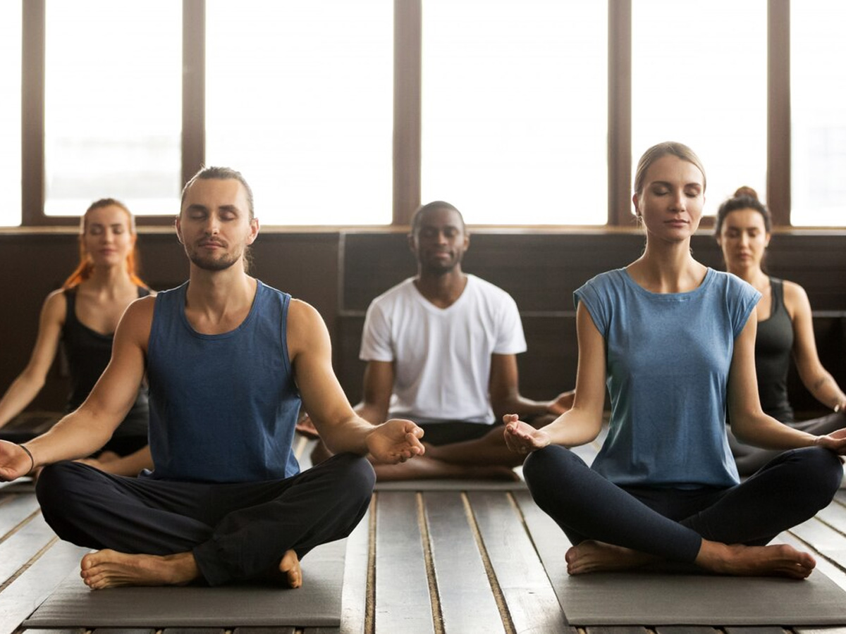 Group meditation at Rudrakshaa Yogashala Singapore