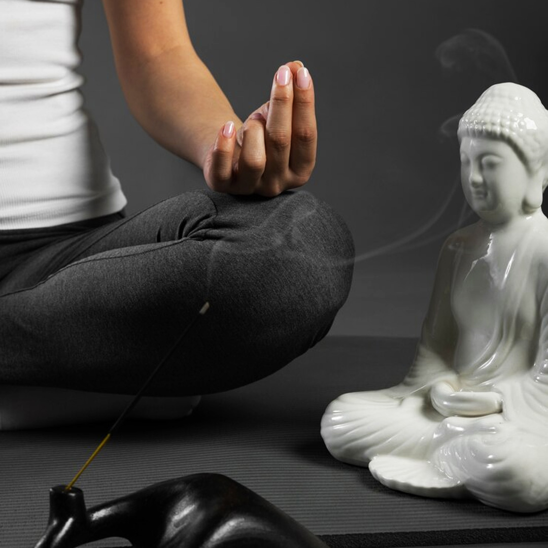Meditating at Rudrakshaa Yogashala Traditional Yoga Studio in Singapore