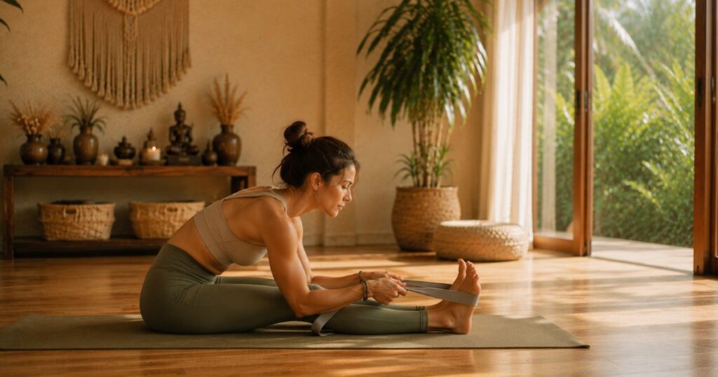 Seated Forward Fold with Strap (Paschimottanasana)