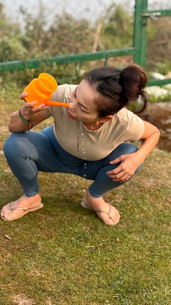Outdoor Cleansing Practice During Yoga Retreat in Darjeeling