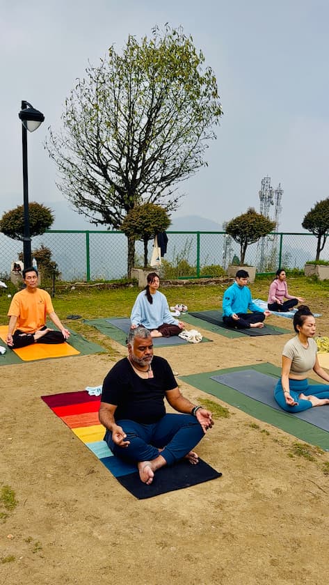 Outdoor Meditation in Yoga Retreat in Darjeeling