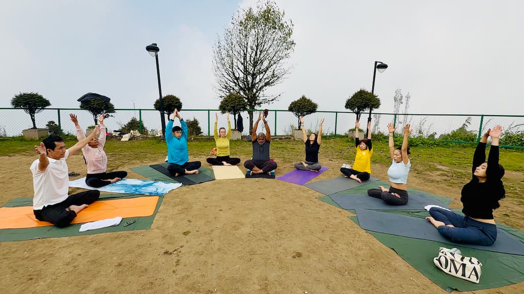 Outdoor Yoga Session During Yoga Retreat in Darjeeling