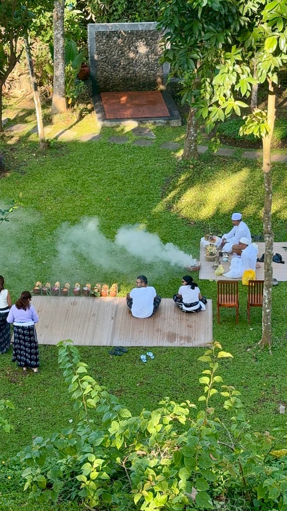 Yoga Retreat Group Gathering During a Sacred Ceremony